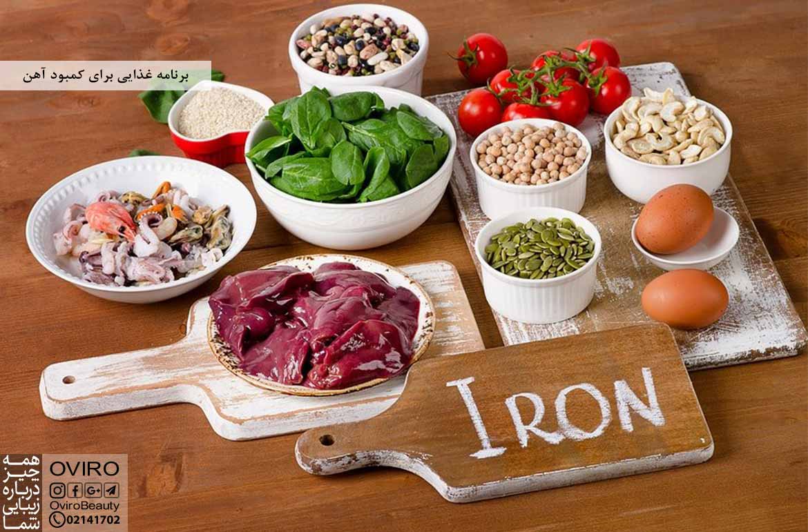 برنامه غذایی برای کمبود آهن | رژیم غذایی مناسب برای کم خونی | مواد غذایی آهن دار